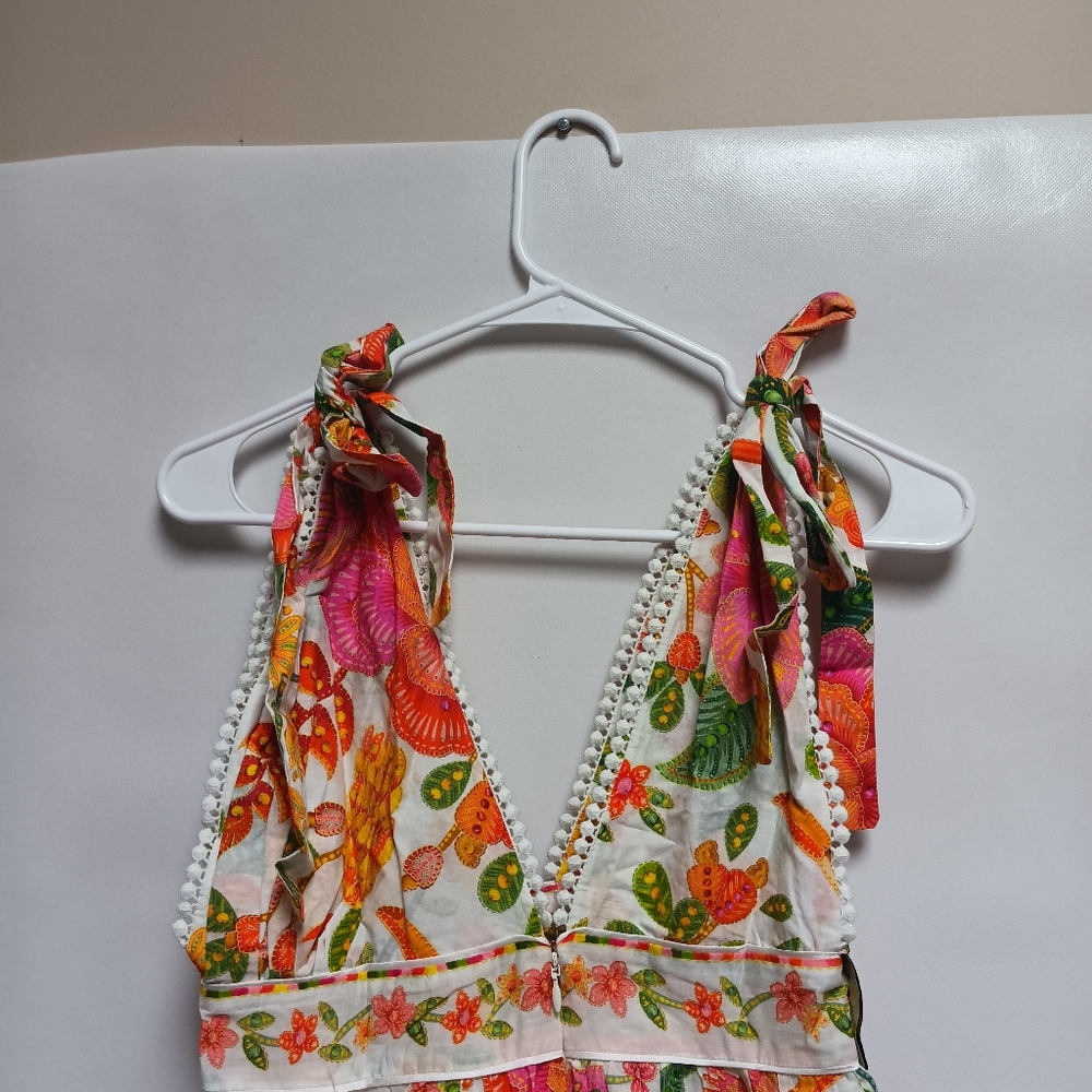 FARM Rio White Floral Mini Dress with Pink, Orange and Green Accents - Picture 7 of 7